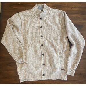 Buffalo David Bitton Tan Sherpa Lined Cardigan Sweater Button Up Men Sz L Cabin